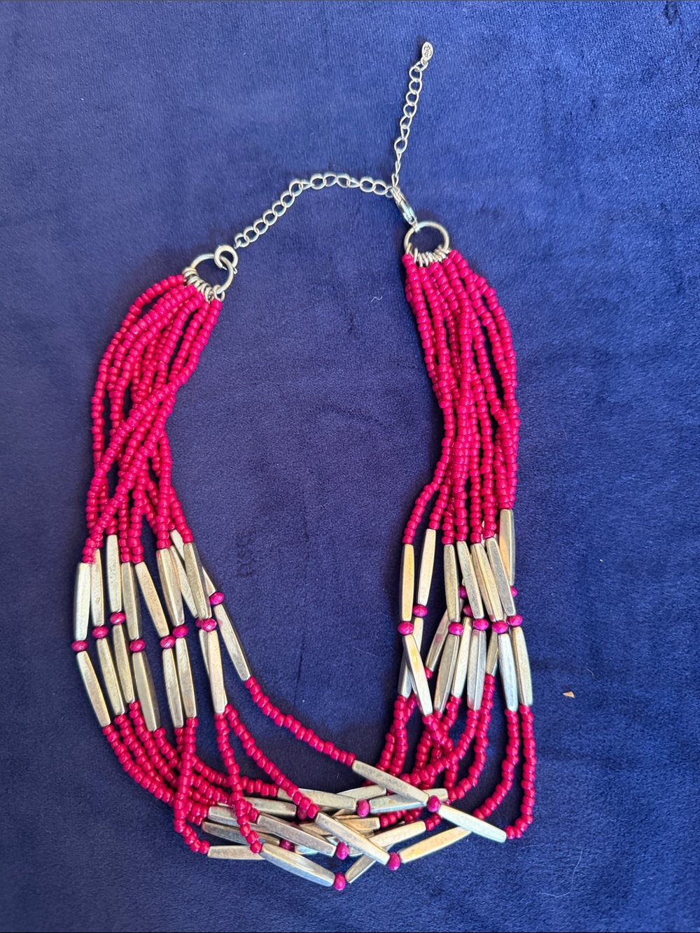 Hot Pink Beaded Statement Necklace - Unbranded